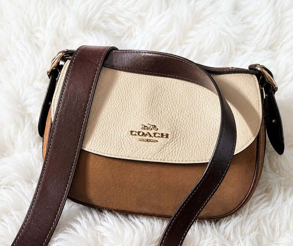 Coach Macie Saddle Bag in Colorblock Leather and Suede